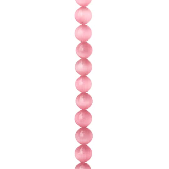 Pink Cat&#x27;s Eye Glass Round Beads, 10mm by Bead Landing&#x2122;